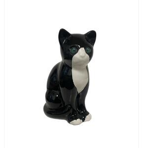 Vintage Elpa Alcobaça Portugal Ceramic Tuxedo Cat Figurine 8.5" Hand Painted